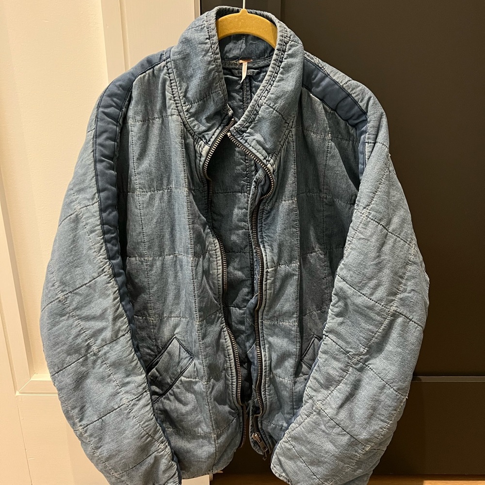 Free People Dolman Quilted Denim Jacket - color Cali Indigo - size Small